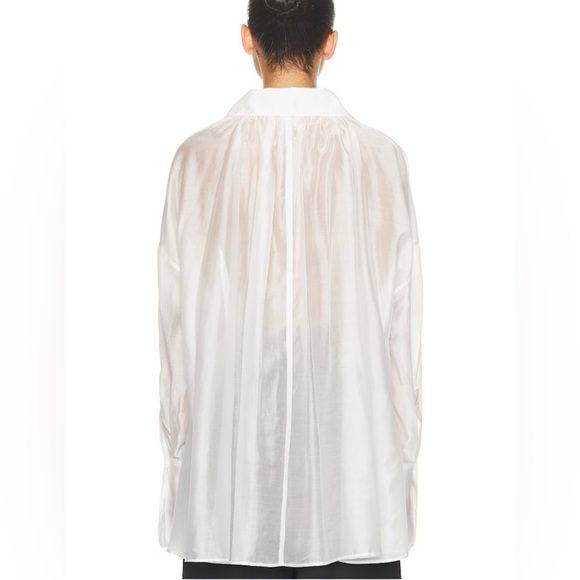 NWOT Helsa Poet Blouse White Sheer Romantic Tie Neck Top XS Chic Spring Break - Picture 4 of 9